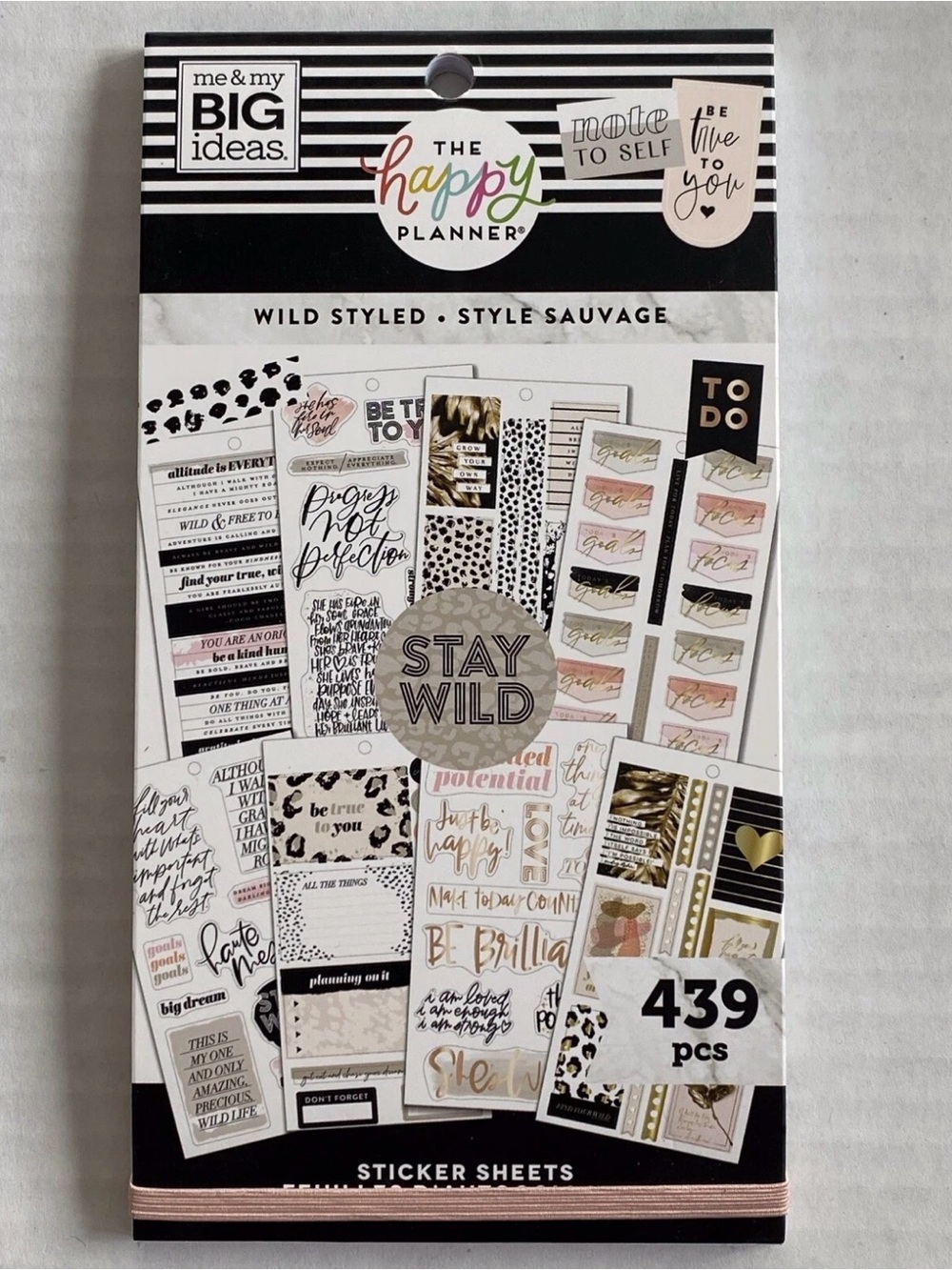 The Happy Planner Wild Styled Sticker Sheets - Pink, Black, Gold & White